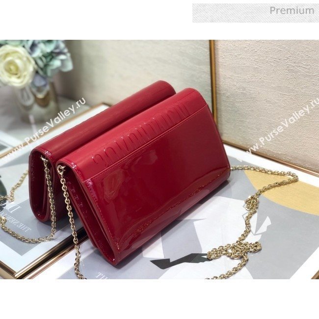 Dior 30 Montaigne CD Patent Calfskin Wallet on Chain WOC Red 2019 (XXG-0021724)