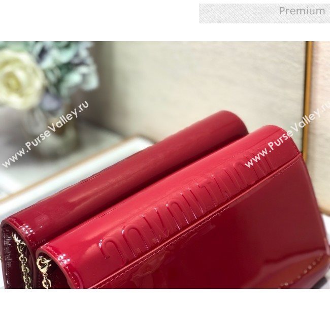 Dior 30 Montaigne CD Patent Calfskin Wallet on Chain WOC Red 2019 (XXG-0021724)