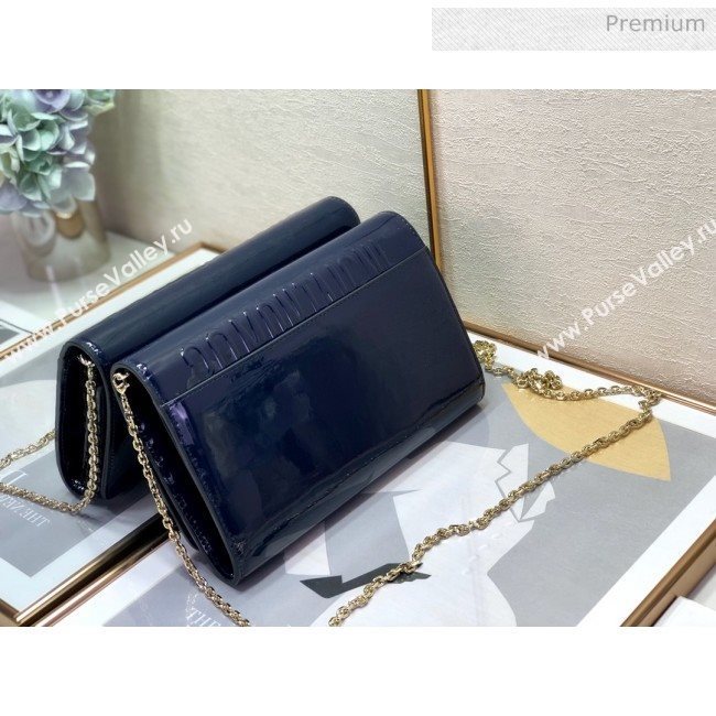 Dior 30 Montaigne CD Patent Calfskin Wallet on Chain WOC Navy Blue 2019 (XXG-0021726)