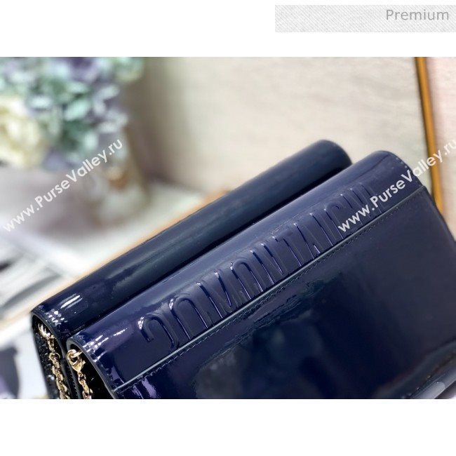 Dior 30 Montaigne CD Patent Calfskin Wallet on Chain WOC Navy Blue 2019 (XXG-0021726)
