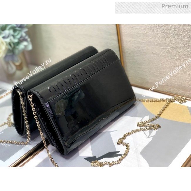 Dior 30 Montaigne CD Patent Calfskin Wallet on Chain WOC Black 2019 (XXG-0021723)