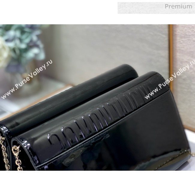 Dior 30 Montaigne CD Patent Calfskin Wallet on Chain WOC Black 2019 (XXG-0021723)