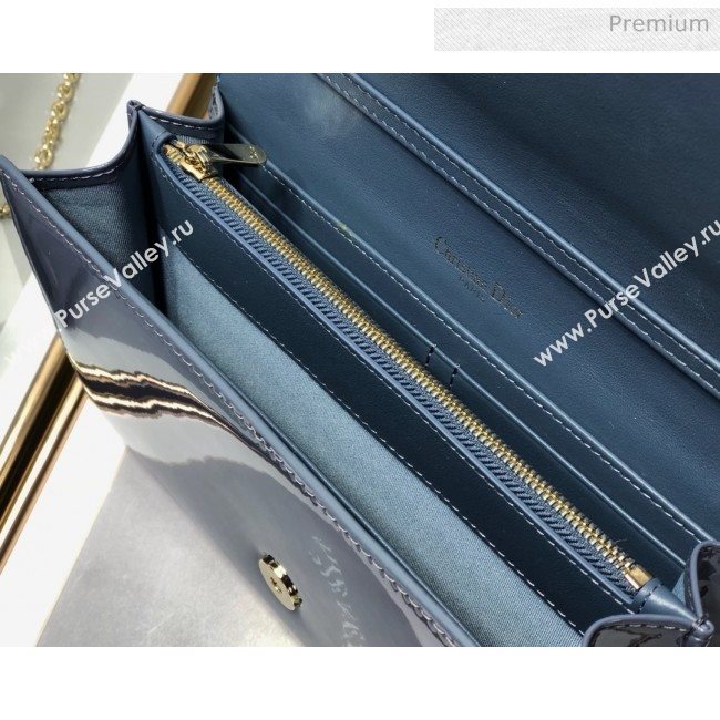 Dior 30 Montaigne CD Patent Calfskin Wallet on Chain WOC Light Blue 2019 (XXG-0021727)