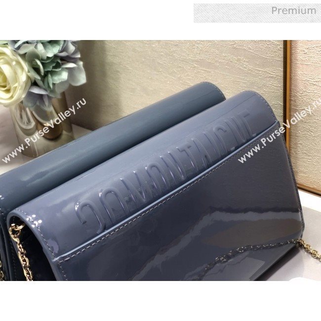 Dior 30 Montaigne CD Patent Calfskin Wallet on Chain WOC Light Blue 2019 (XXG-0021727)