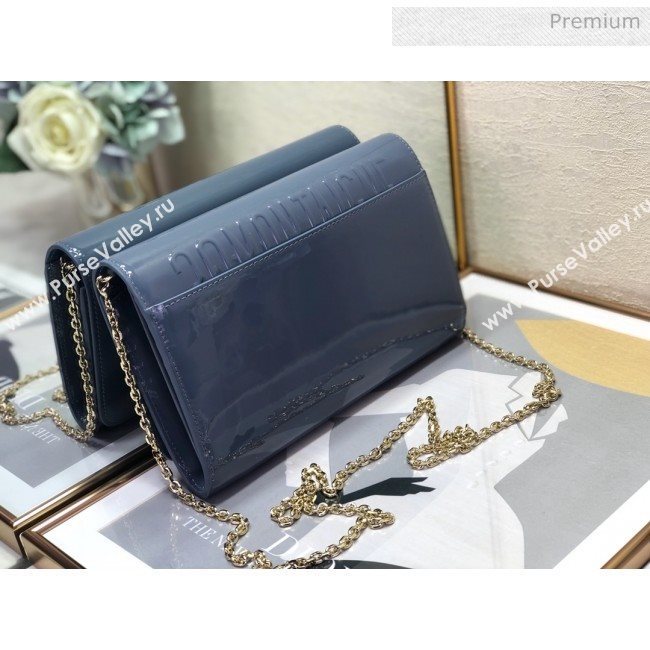 Dior 30 Montaigne CD Patent Calfskin Wallet on Chain WOC Light Blue 2019 (XXG-0021727)