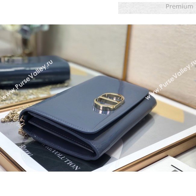 Dior 30 Montaigne CD Patent Calfskin Wallet on Chain WOC Light Blue 2019 (XXG-0021727)