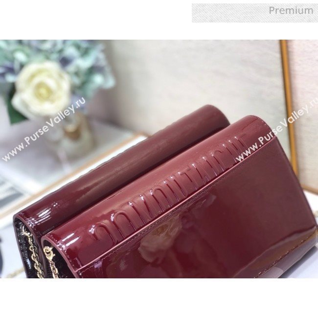 Dior 30 Montaigne CD Patent Calfskin Wallet on Chain WOC Burdundy 2019 (XXG-0021725)