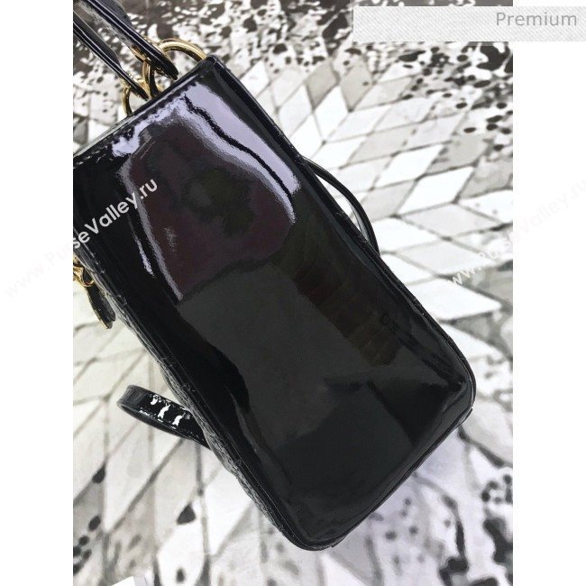 Dior My Lady Dior Medium Bag in Patent Cannage Calfskin Black/Gold 2019 (XXG-0011719)