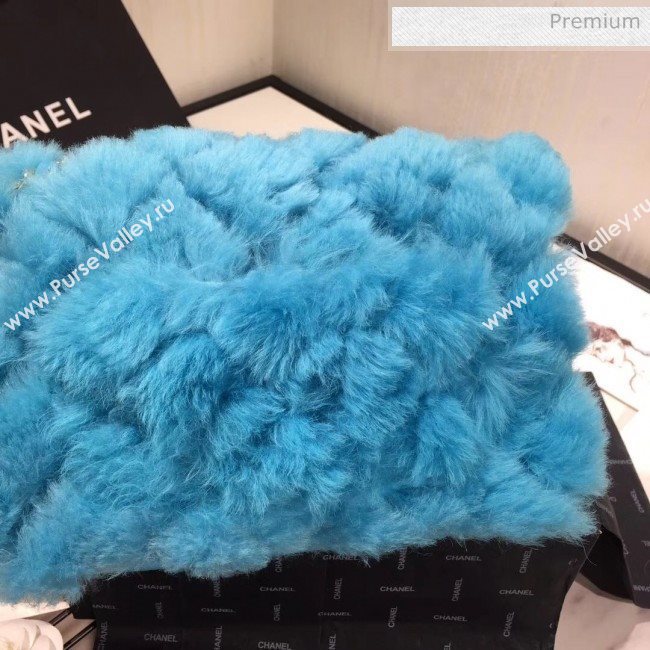 Chanel Shearling Lambskin Medium Flap Bag AS1063 Blue 03 2019 (KAIS-9111409)