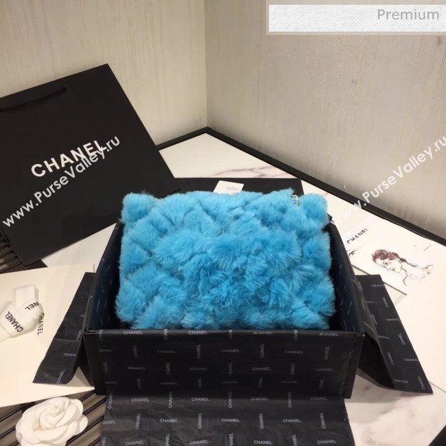 Chanel Shearling Lambskin Medium Flap Bag AS1063 Blue 03 2019 (KAIS-9111409)