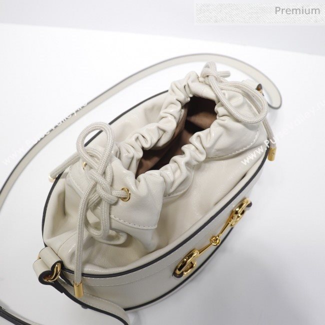Gucci 1955 Horsebit Bucket Bag 602118 White Leather 2019 (DLH-9111901)
