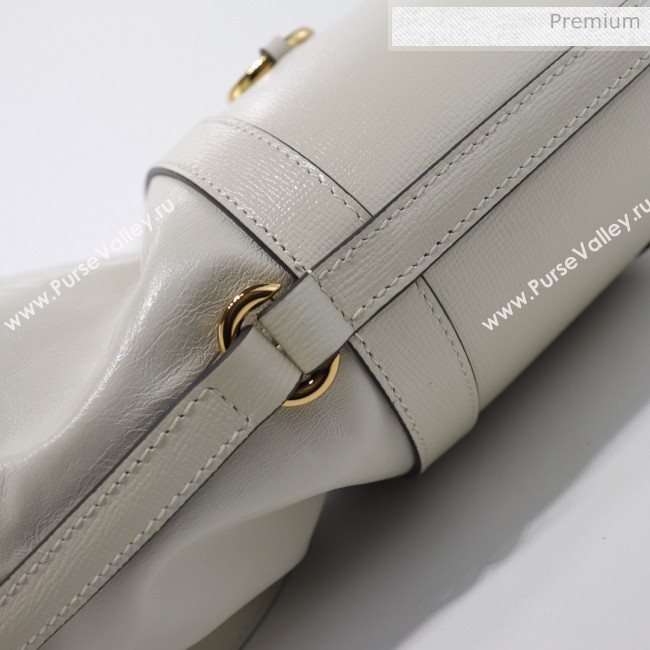 Gucci 1955 Horsebit Bucket Bag 602118 White Leather 2019 (DLH-9111901)