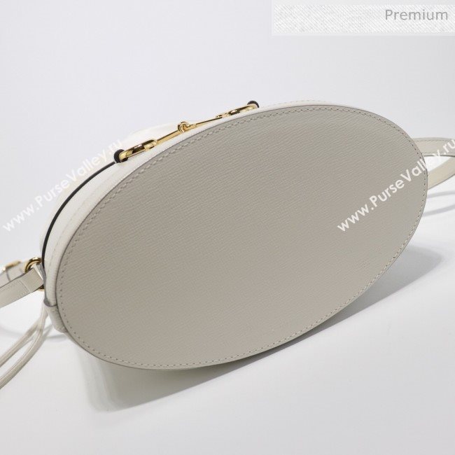 Gucci 1955 Horsebit Bucket Bag 602118 White Leather 2019 (DLH-9111901)