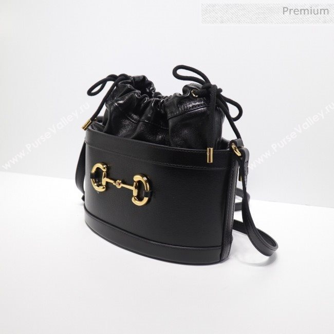 Gucci 1955 Horsebit Bucket Bag 602118 Black Leather 2019 (DLH-9111902)