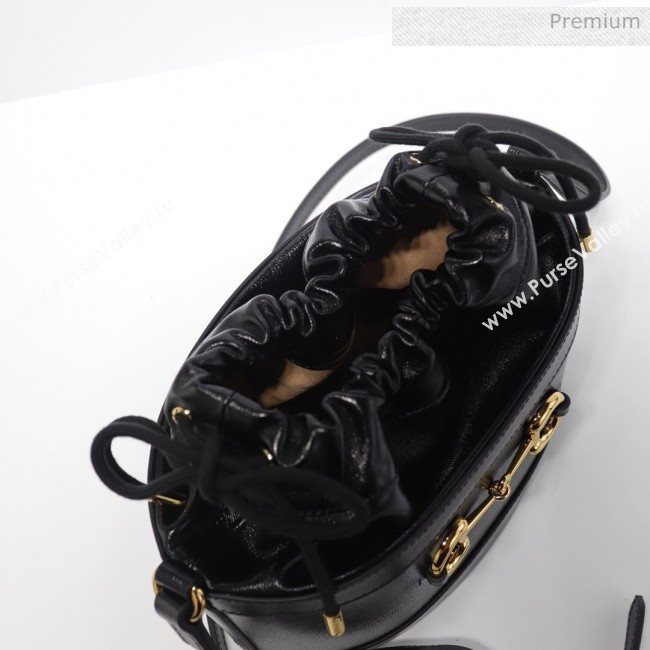 Gucci 1955 Horsebit Bucket Bag 602118 Black Leather 2019 (DLH-9111902)