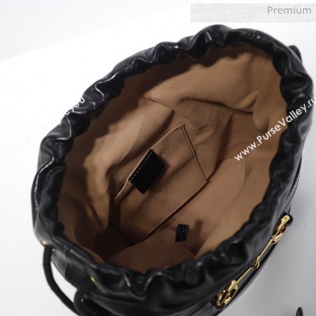 Gucci 1955 Horsebit Bucket Bag 602118 Black Leather 2019 (DLH-9111902)