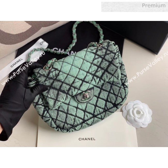Chanel Quilted Denim Small Flap Bag Green 2020 (XING-9121905)