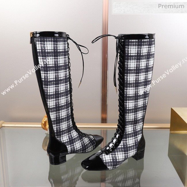 Dior Naughtily-D Check Lac-up High Boots Grey 2019 (DLY-9111530)