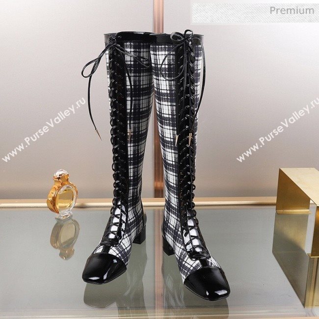 Dior Naughtily-D Check Lac-up High Boots Grey 2019 (DLY-9111530)