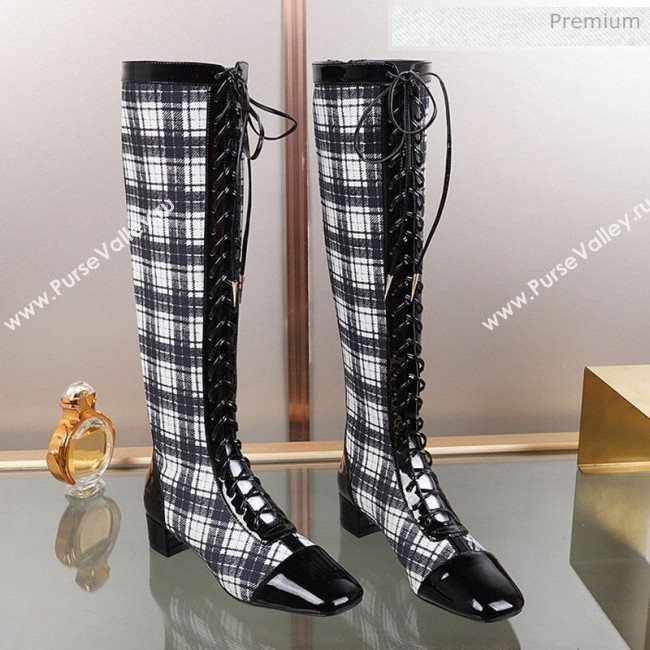Dior Naughtily-D Check Lac-up High Boots Grey 2019 (DLY-9111530)