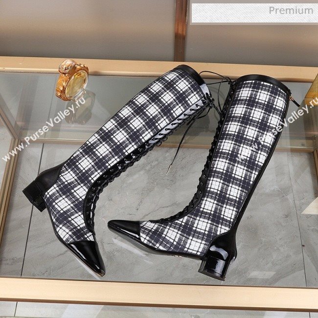 Dior Naughtily-D Check Lac-up High Boots Grey 2019 (DLY-9111530)