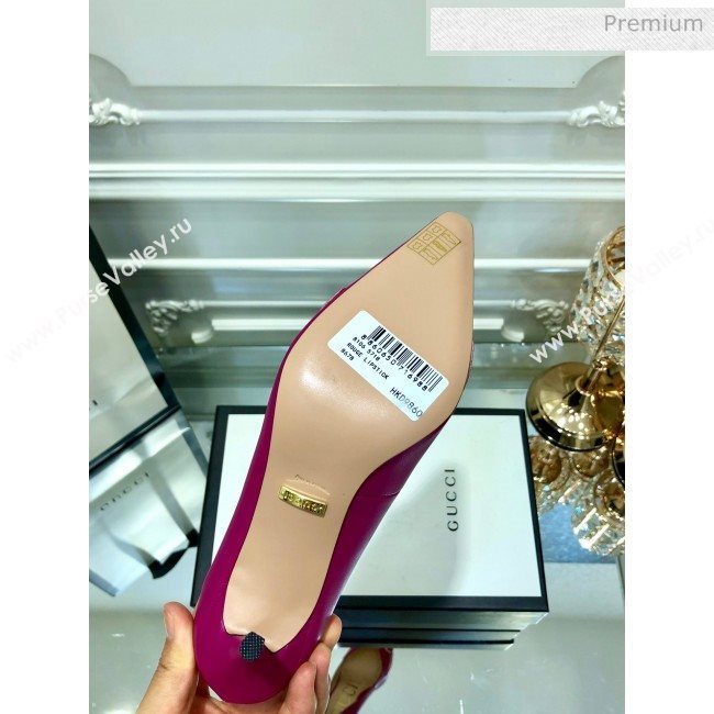 Gucci Zumi G Horsebit Mid-heel Leather Pump 596860 Fuchsia 2019 (DLY-9102504)