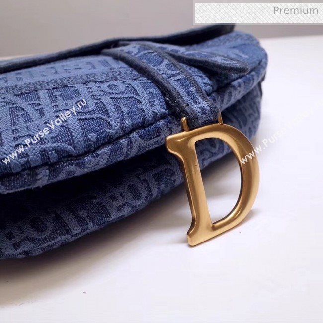 Dior Saddle Medium Bag in Embroidered Oblique Canvas Blue 2019 (BINF-9102409)