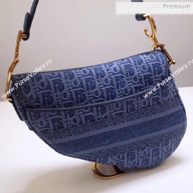 Dior Saddle Medium Bag in Embroidered Oblique Canvas Blue 2019 (BINF-9102409)