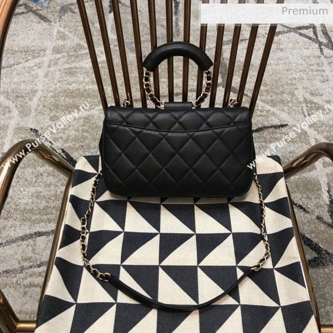 Chanel Quilted Lambskin Medium Flap Bag with Ring Top Handle AS1358 Black 2020 (JDH-9120207)