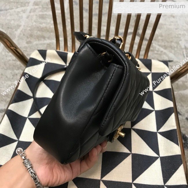 Chanel Quilted Lambskin Medium Flap Bag with Ring Top Handle AS1358 Black 2020 (JDH-9120207)
