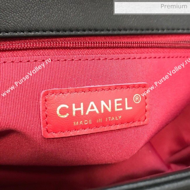 Chanel Quilted Lambskin Medium Flap Bag with Ring Top Handle AS1358 Black 2020 (JDH-9120207)