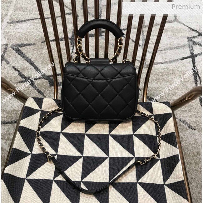 Chanel Quilted Lambskin Small Flap Bag with Ring Top Handle AS1357 Black 2020 (JDH-9120210)