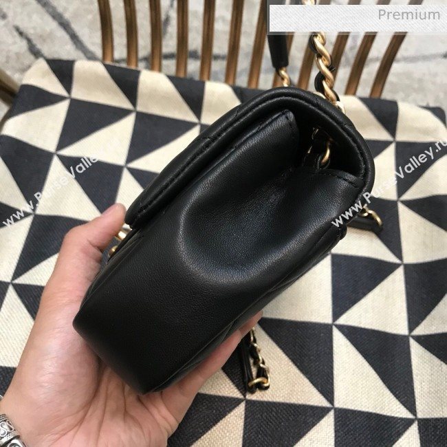 Chanel Quilted Lambskin Small Flap Bag with Ring Top Handle AS1357 Black 2020 (JDH-9120210)