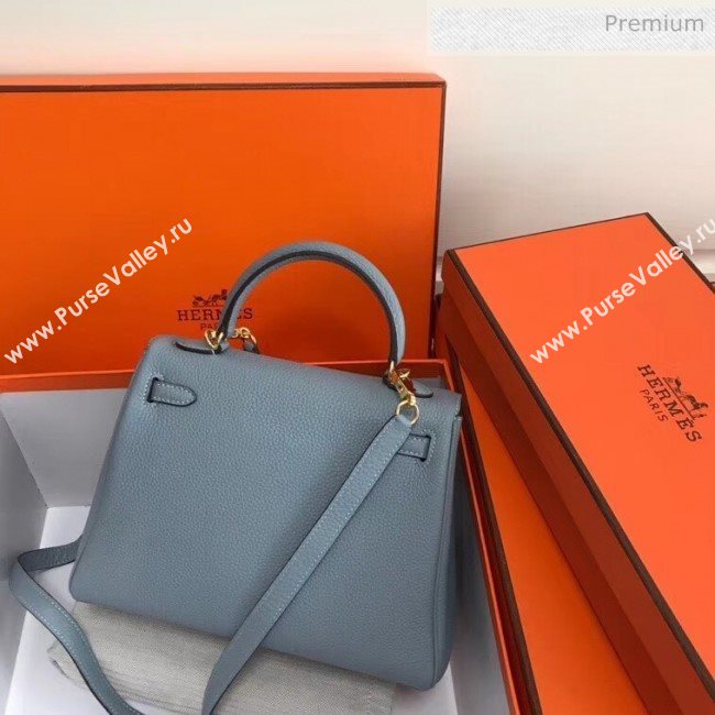 Hermes Kelly 25cm/28cm/32cm Togo Leather Bag Light Blue（Gold Hardware) (FL-8111354)