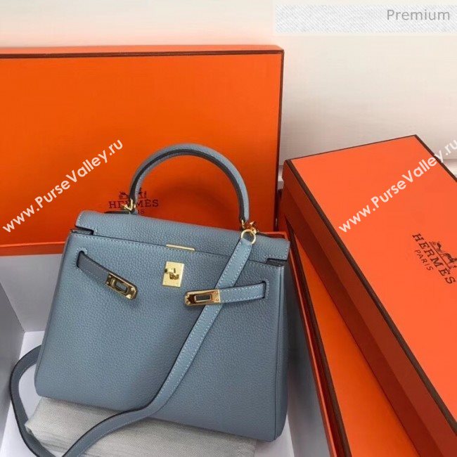 Hermes Kelly 25cm/28cm/32cm Togo Leather Bag Light Blue（Gold Hardware) (FL-8111354)