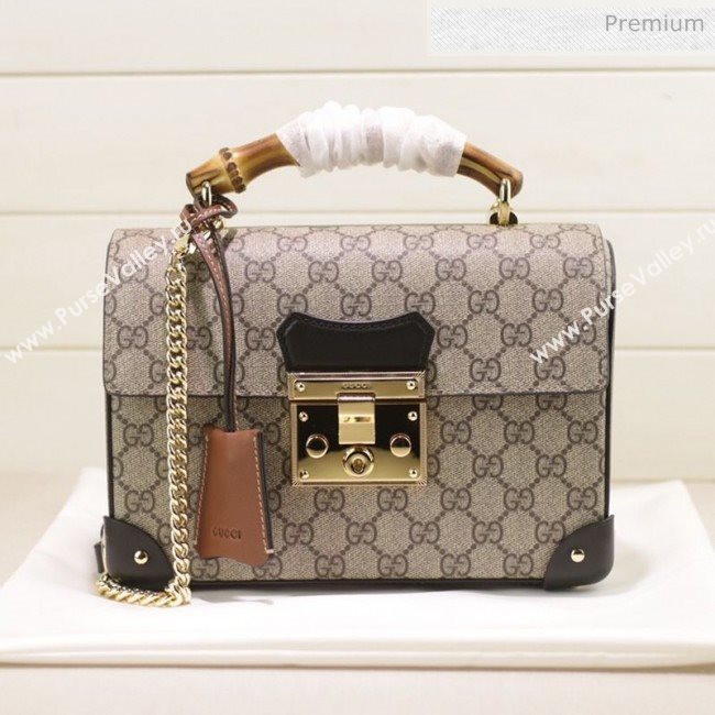 Gucci Padlock GG Small Bamboo Shoulder Bag 603221 Beige/Dark Coffee  2019 (DLH-9120219)