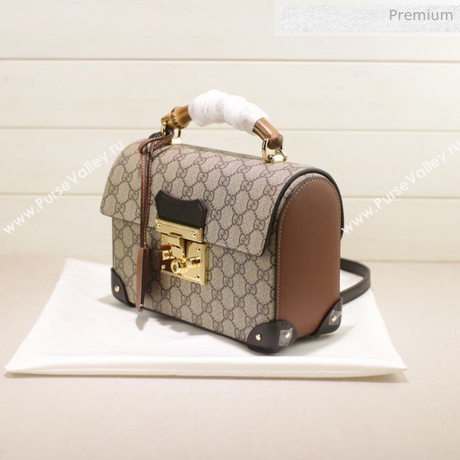 Gucci Padlock GG Small Bamboo Shoulder Bag 603221 Beige/Dark Coffee  2019 (DLH-9120219)