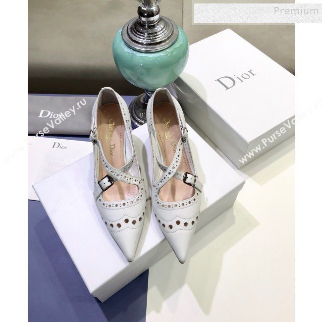 Dior Teddy-D Cross Straps Pump in Brushed and Perforated Leather White 2020 (JINC-9120603)