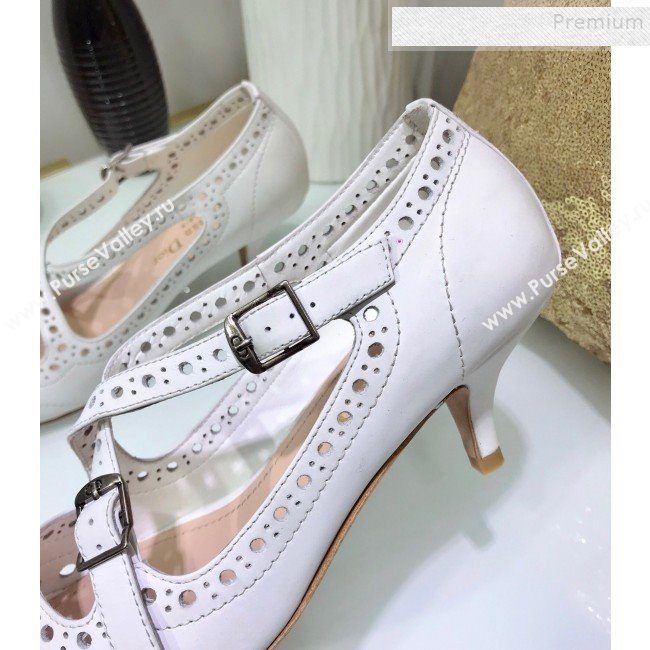 Dior Teddy-D Cross Straps Pump in Brushed and Perforated Leather White 2020 (JINC-9120603)