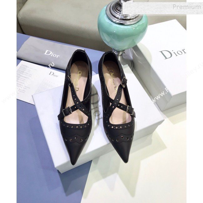 Dior Teddy-D Cross Straps Pump in Brushed and Perforated Leather Black 2020 (JINC-9120602)