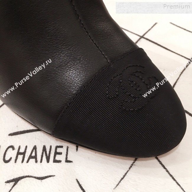 Chanel Lambskin Logo Heel Zipped Short Boots Black 2020 (KL-9120607)