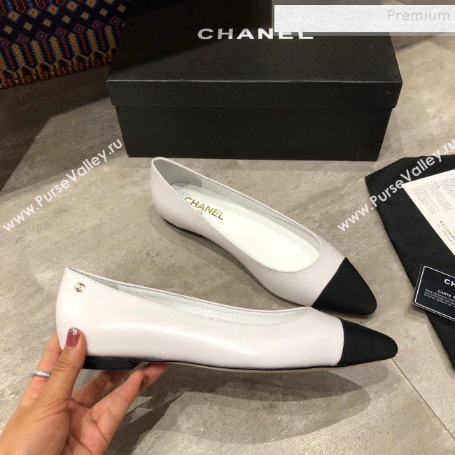 Chanel Calfskin Flat Ballerinas G35389 White 2019 (DLY-9120619)