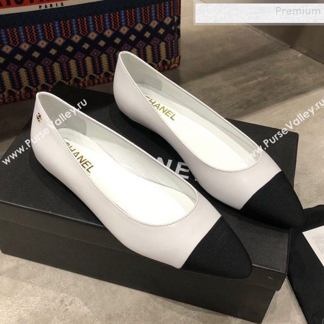 Chanel Calfskin Flat Ballerinas G35389 White 2019 (DLY-9120619)