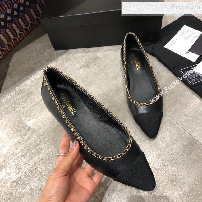 Chanel Calfskin Chain Ballerinas G35389 Black 2019 (DLY-9120617)