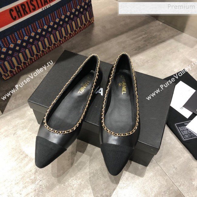 Chanel Calfskin Chain Ballerinas G35389 Black 2019 (DLY-9120617)