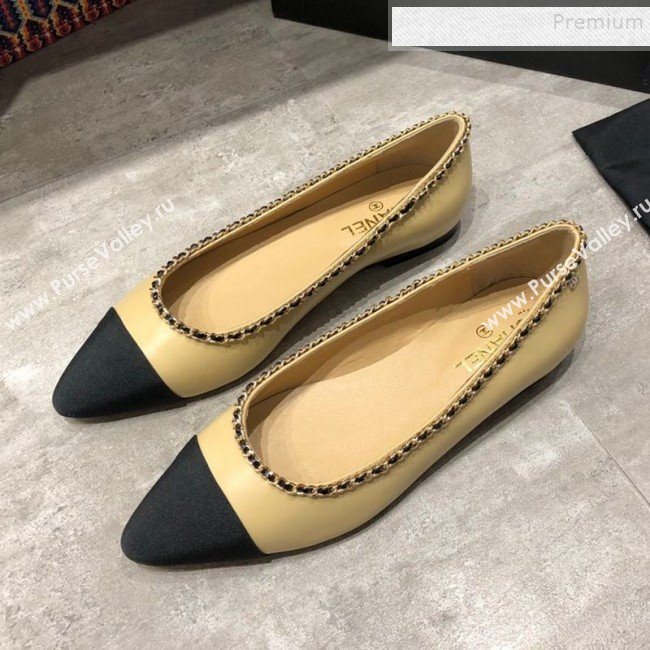 Chanel Calfskin Chain Ballerinas G35389 Beige 2019 (DLY-9120615)