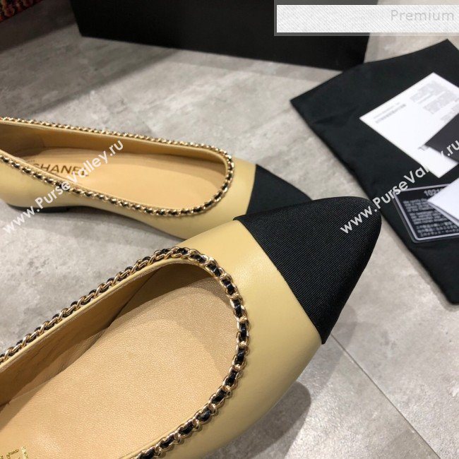 Chanel Calfskin Chain Ballerinas G35389 Beige 2019 (DLY-9120615)