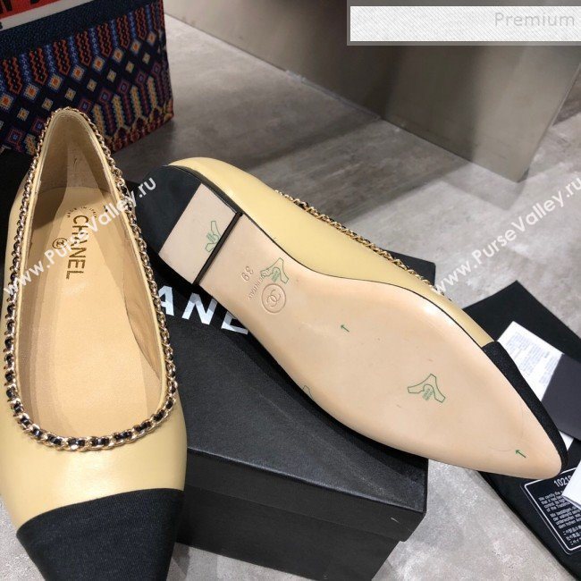 Chanel Calfskin Chain Ballerinas G35389 Beige 2019 (DLY-9120615)