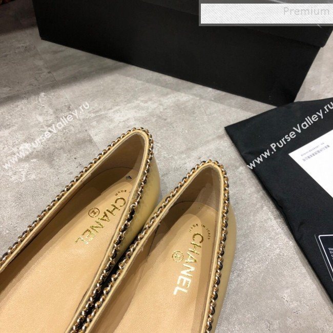 Chanel Calfskin Chain Ballerinas G35389 Beige 2019 (DLY-9120615)