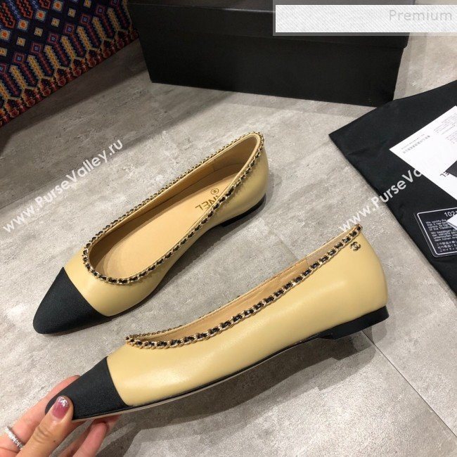 Chanel Calfskin Chain Ballerinas G35389 Beige 2019 (DLY-9120615)